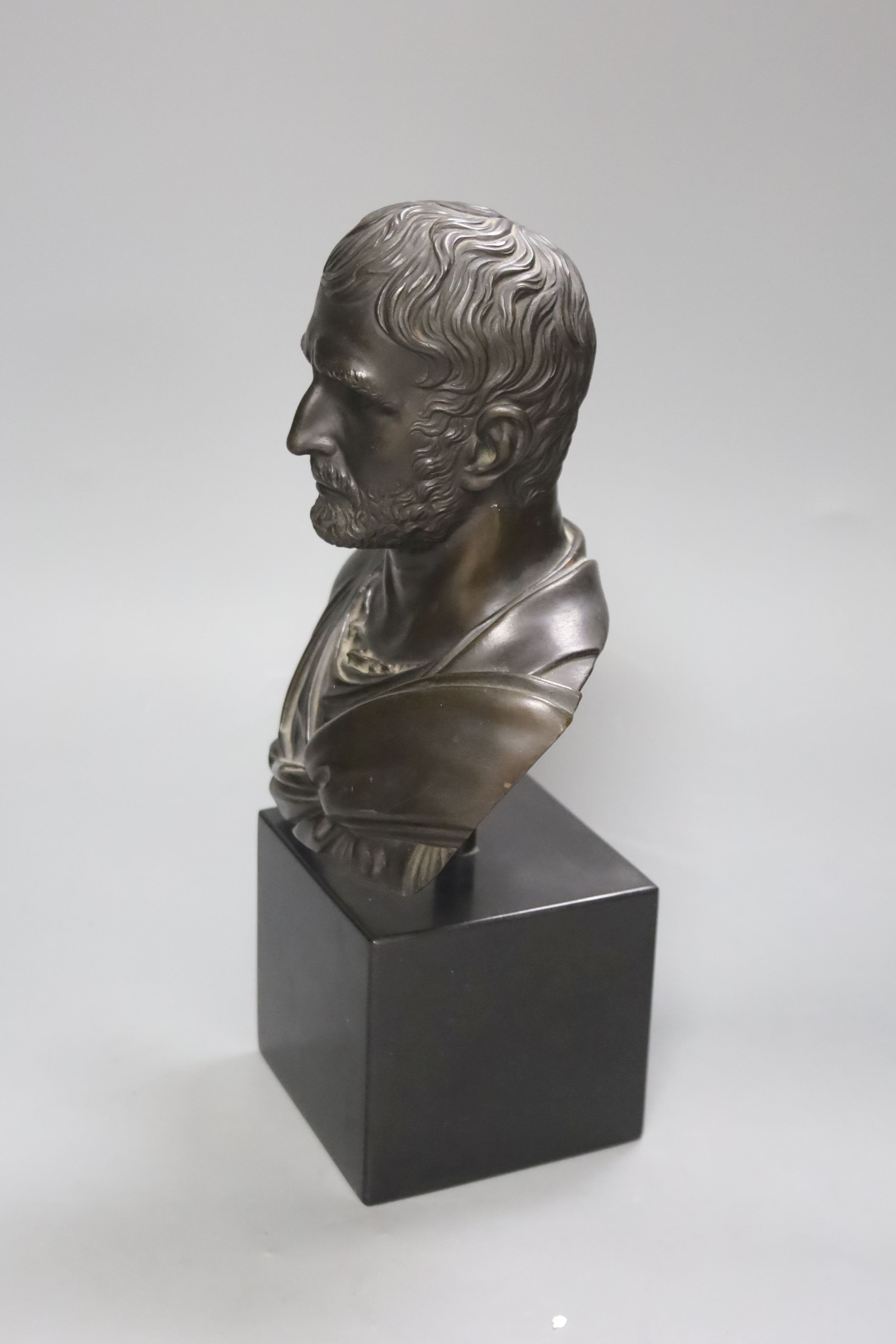 A bronze bust of a Roman Emperor, height 30cm